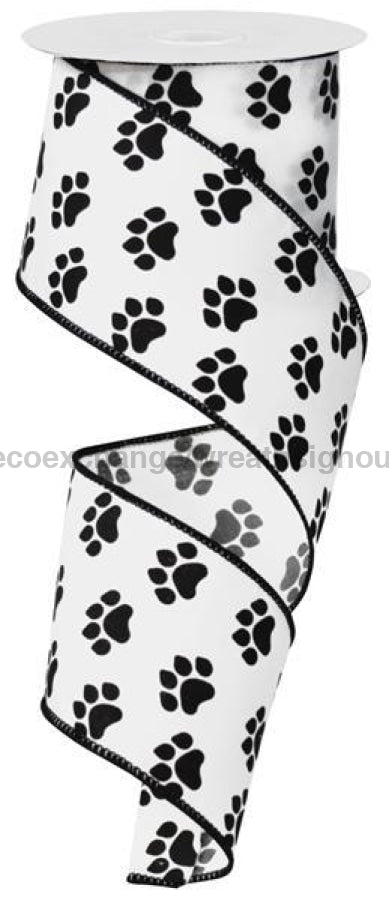 2.5"X10Yd Paw Print White/Black RG1777X6 - DecoExchange