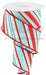 2.5’X10Yd Peppermint Stripes Ice Blue/Red Rgc1611H1 Ribbon