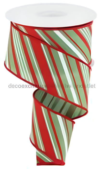 2.5"X10Yd Peppermint Stripes/Royal Clover/Red/White RGC1585AM