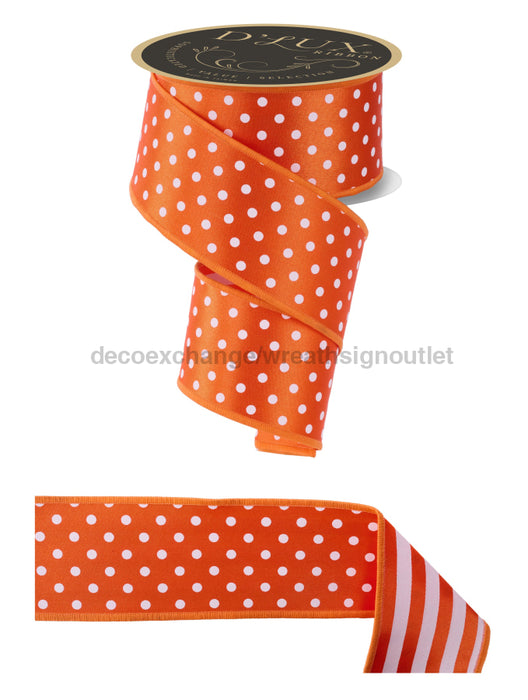 2.5’’X10Yd Polka Dot/Stripe/Fused Orange/White LX305620 ribbon