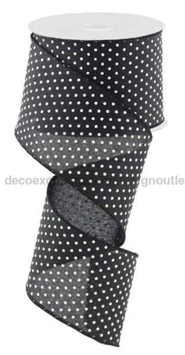 2.5"X10Yd Raised Swiss Dots On Royal Black/White RG0165202 - DecoExchange