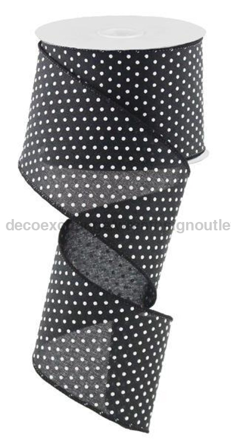 2.5"X10Yd Raised Swiss Dots On Royal Black/White RG0165202 - DecoExchange