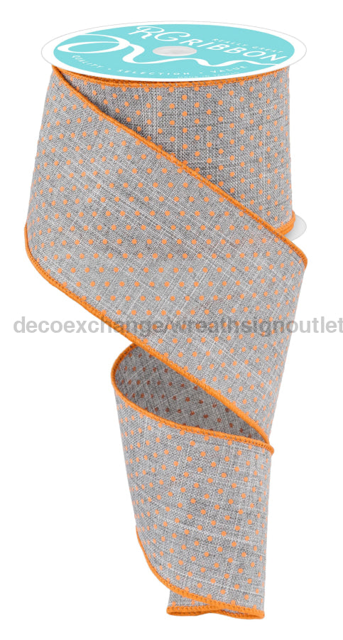 2.5’’X10Yd Raised Swiss Dots On Royal Grey/Orange RGF122110 Ribbon