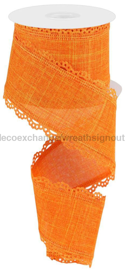 2.5’X10Yd Scalloped Edge Royal Burlap Orange Rgc130320 Ribbon