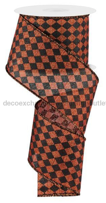 2.5’X10Yd Small Harlequin/Met Copper/Orange/Black Rge190768 Ribbon