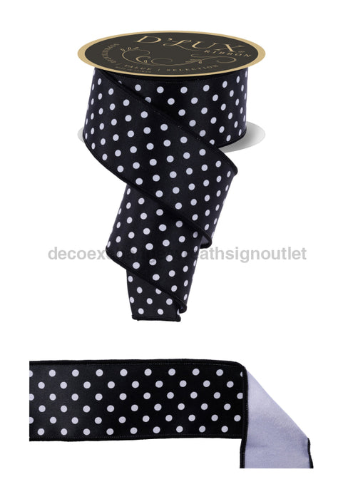 2.5’’X10Yd Small Polka Dot/Fused Black/White LX3039X6 Ribbon