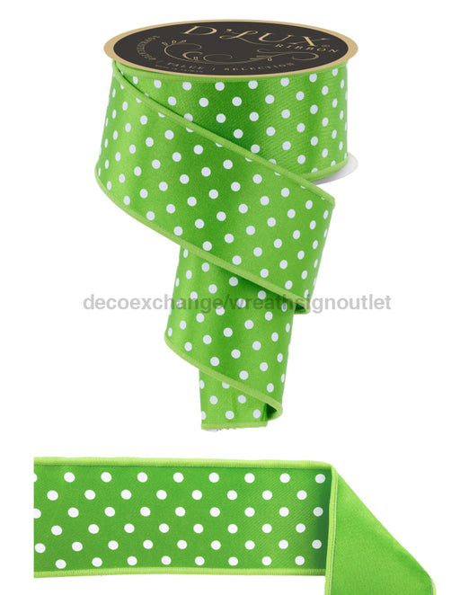 2.5’’X10Yd Small Polka Dot/Fused Fresh Green/White Lx3031Lt Ribbon