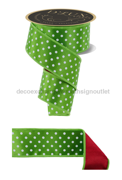 2.5’’X10Yd Small Polka Dot/Fused Fresh Green/White/Red LX303970 ribbon