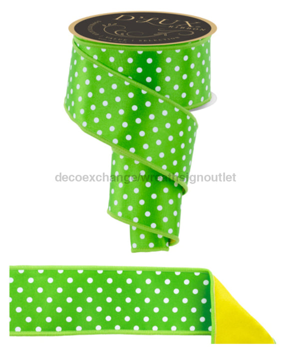 2.5’’X10Yd Small Polka Dot/Fused Fresh Green/White/Yellow Lx3039Ht Ribbon