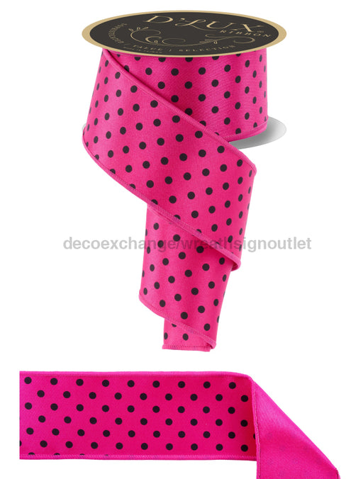 2.5’’X10Yd Small Polka Dot/Fused Hot Pink/Black Lx304711 Ribbon