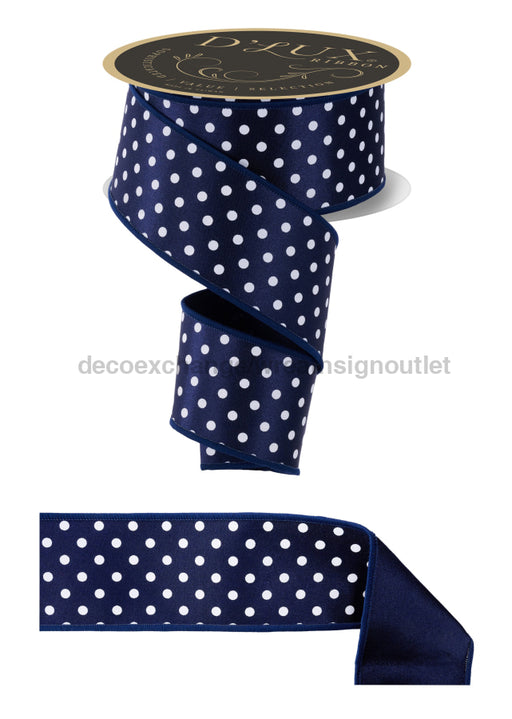 2.5’’X10Yd Small Polka Dot/Fused Navy/White LX303119 Ribbon