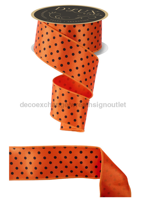 2.5’’X10Yd Small Polka Dot/Fused Orange/Black LX304720 Ribbon