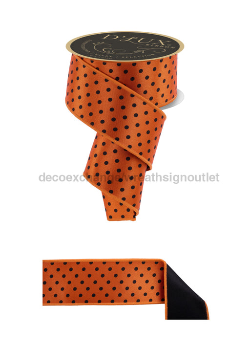 2.5’’X10Yd Small Polka Dot/Fused Orange/Black Lx3051P2 Ribbon