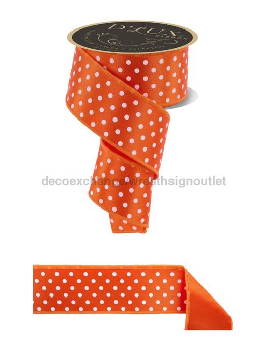 2.5’’X10Yd Small Polka Dot/Fused Orange/White Lx303120 Ribbon