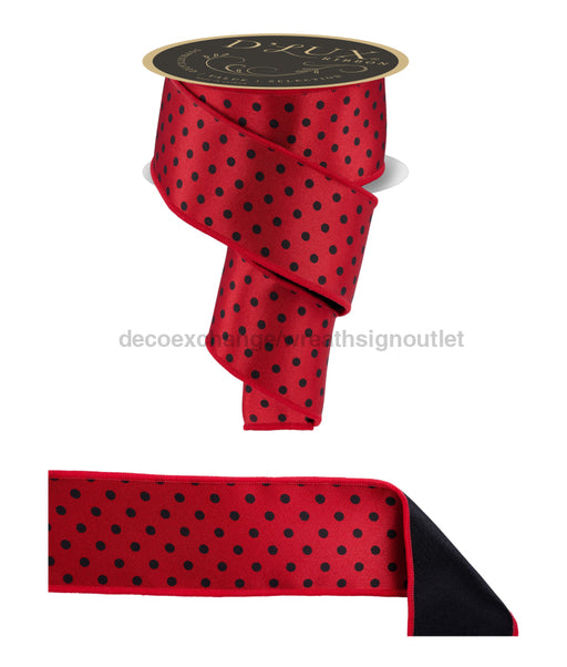 2.5’’X10Yd Small Polka Dot/Fused Red/Black LX3051MA Ribbon