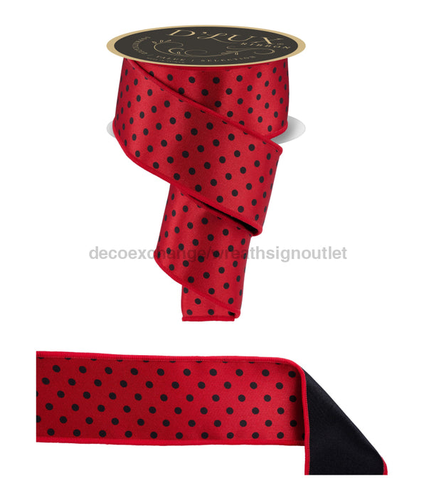 2.5’’X10Yd Small Polka Dot/Fused Red/Black LX3051MA Ribbon