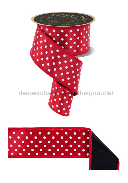 2.5’’X10Yd Small Polka Dot/Fused Red/White/Black Lx3043Ma Ribbon