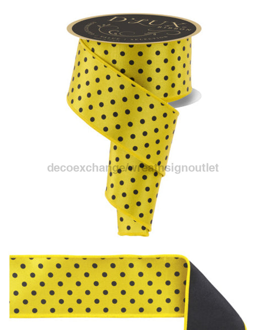 2.5’’X10Yd Small Polka Dot/Fused Yellow/Black Lx30518N Ribbon