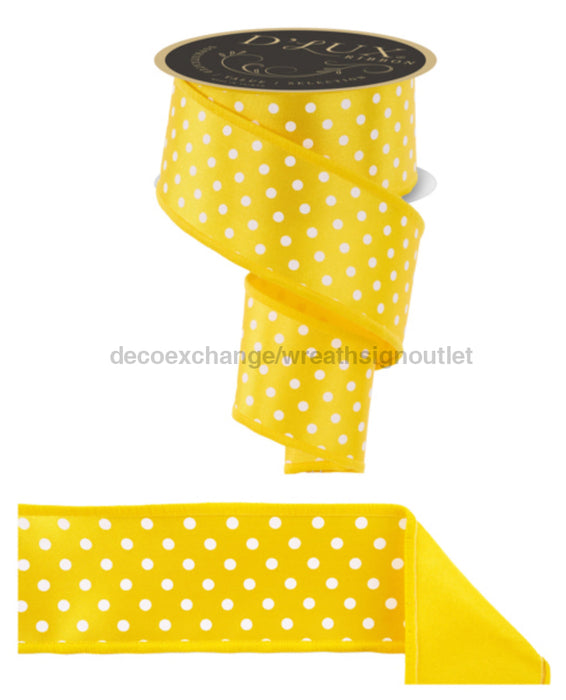 2.5’’X10Yd Small Polka Dot/Fused Yellow/White Lx303129 Ribbon
