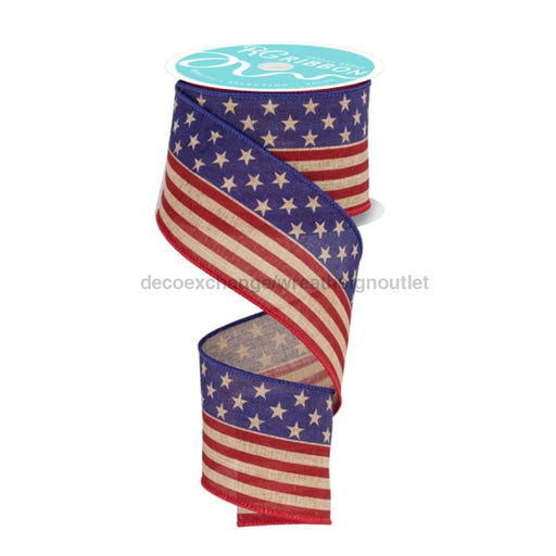 2.5’X10Yd Stars And Stripes Lt Beige/Burg/Navy Rgf137501 Ribbon