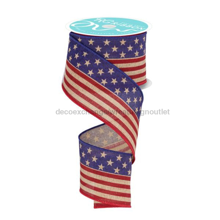 2.5’X10Yd Stars And Stripes Lt Beige/Burg/Navy Rgf137501 Ribbon