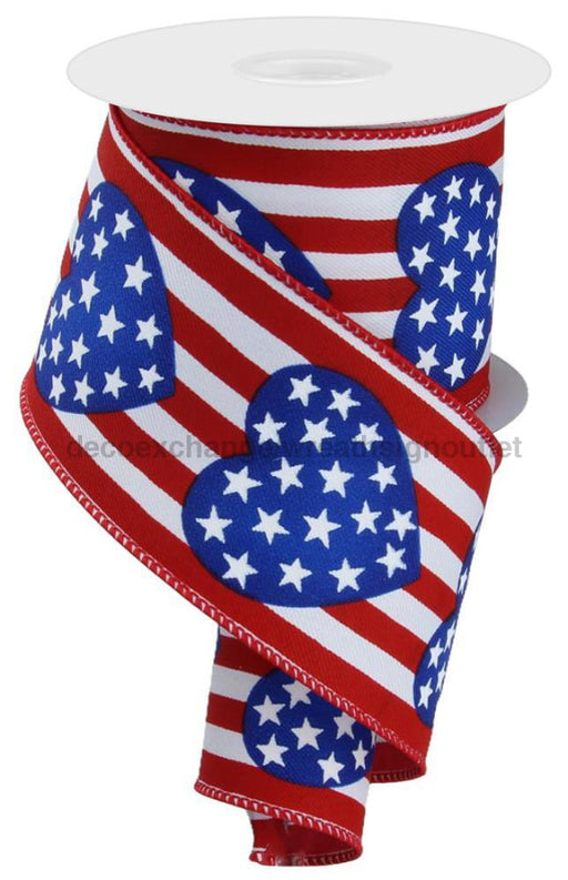 2.5’’X10Yd Stars In Heart/Vertical Stripe White/Red/Blue RGE126127 Ribbon
