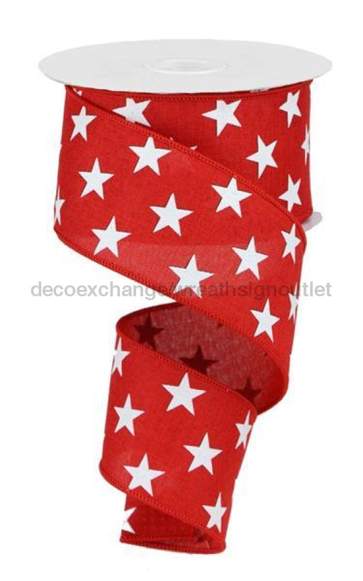 2.5"X10YD STARS ON ROYAL Red / White RGA111324 - DecoExchange