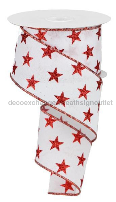2.5"X10YD STARS ON ROYAL White / Red RGA1110F4 - DecoExchange