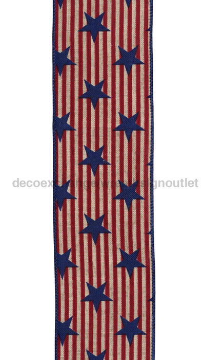 2.5’X10Yd Stars/Stripes On Royal Lt Nat/Dark Red/Navy Rgf121918 Ribbon