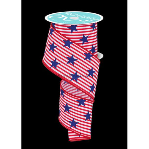 2.5’X10Yd Stars W/Pinstripes White/Red/Navy Rgf126627 Ribbon