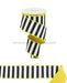 2.5"X10Yd Stripe/Royal Fused Back Black/White/Sun Yellow RGX00148N - DecoExchange