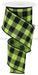 2.5"X10Yd Striped Check On Royal Lime Green/Black RG0180633 - DecoExchange®