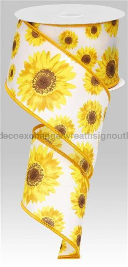 2.5’X10Yd Sunflower White/Yellow/Orange/Brown Rg01175N7 Ribbon