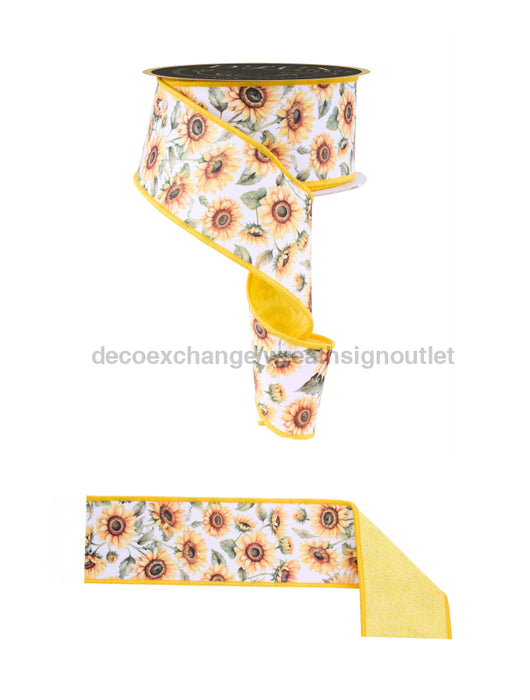 2.5’’X10Yd Sunflowers/Fused Yellow/Green/Brown Lx1030 Ribbon
