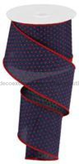 2.5"X10Yd Swiss Dots On Burlap Navy Blue/Red RGC115719 - DecoExchange