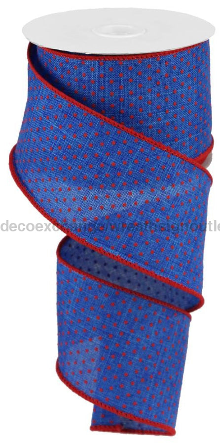 2.5’’X10Yd Swiss Dots On Burlap Royal Blue/Red RGC115725 Ribbon