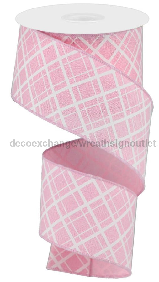 2.5’X10Yd Thick/Thin Diagonal Check Lt Pink/White Rga150615 Ribbon