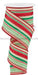2.5’X10Yd Vertical Stripe Lt Nat/Mint/Jade/Red Rge1822Yr Ribbon