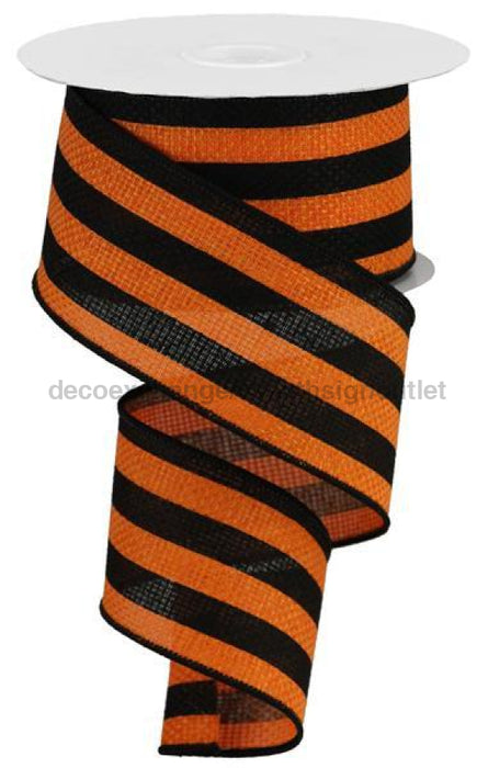 2.5"X10Yd Vertical Stripe On Cross Royal Orange/Black RGA125920 - DecoExchange®
