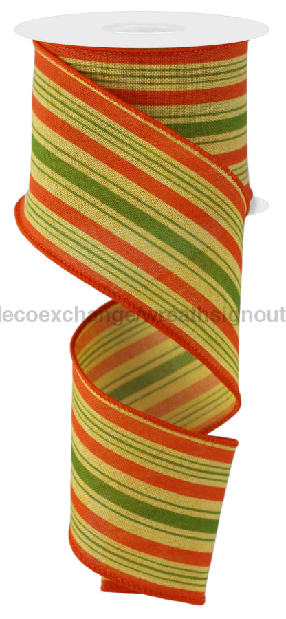 2.5’X10Yd Vertical Stripe/Royal Mustard/Orange/Moss Rgc1491T6 Ribbon