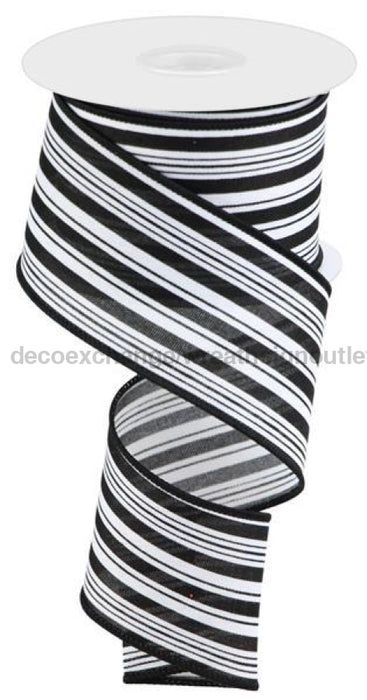 2.5X10Yd Vertical Stripe/Royal White/Black Rgc150027 Ribbon