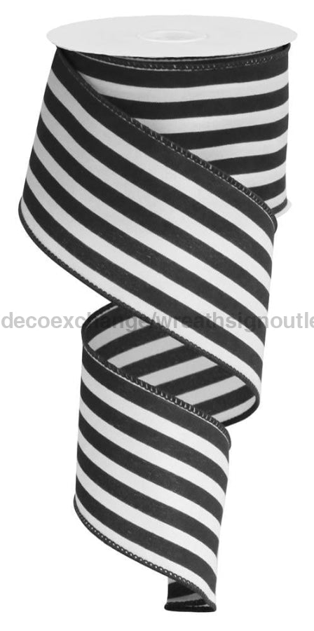 2.5’X10Yd Vertical Stripe White/Black Rx9136X6 Ribbon