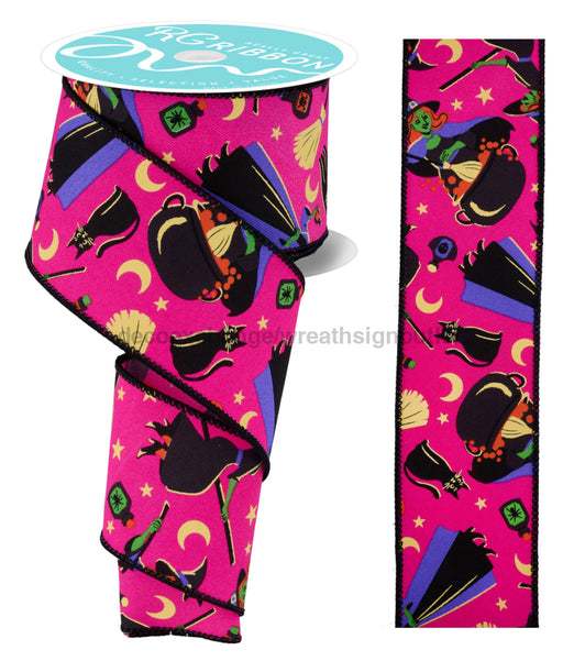 2.5’’X10Yd Vintage Witch Hot Pink/Multi RGF198011 Ribbon