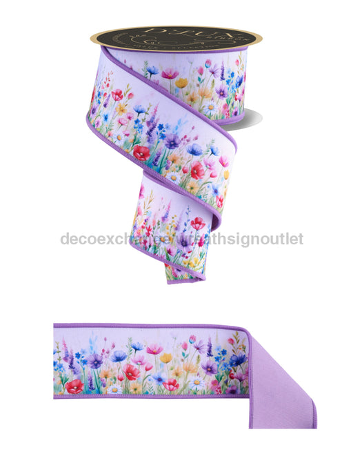 2.5’’X10Yd Watercolor Wildflowers/Fused Multi LX1036 Ribbon