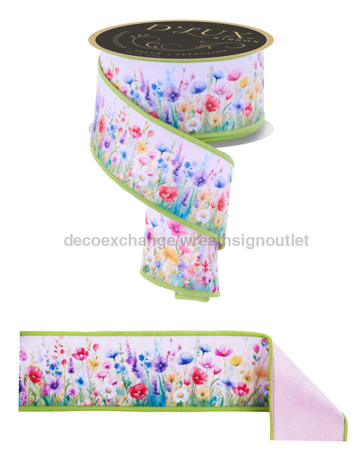 2.5’’X10Yd Watercolor Wildflowers/Fused Multi LX1081 Ribbon