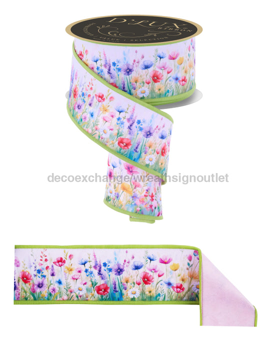 2.5’’X10Yd Watercolor Wildflowers/Fused Multi LX1081 Ribbon