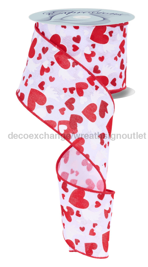 2.5’’X10Yd Winged Hearts White/Red RW825827 Ribbon