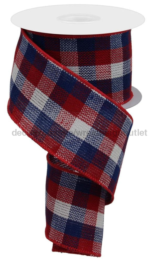 2.5’’X10Yd Woven Check Red/White/Navy RGA1925A1 Ribbon