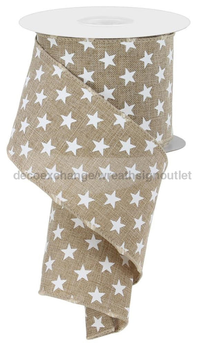 2.5’’X50Yd Random Star Lt Beige/White RGE511901 Ribbon