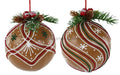 2 Asst 100Mm Gingerbread Ball Ornament Brown/Red/Green/White XJ4444 Attachment